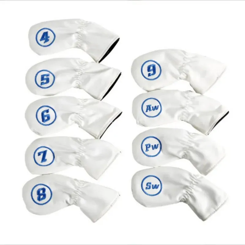 9pcs Golf Head Covers for Driver Fairway Wood Clubs, PU Leather Head Protectors
