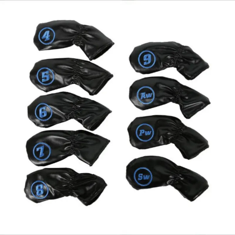 9pcs Golf Head Covers for Driver Fairway Wood Clubs, PU Leather Head Protectors