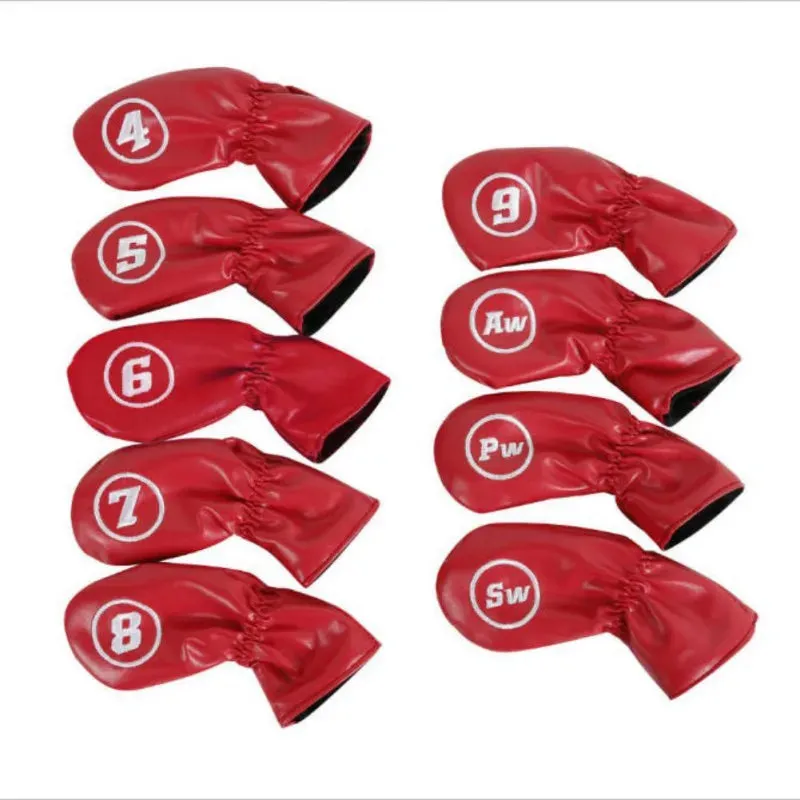 9pcs Golf Head Covers for Driver Fairway Wood Clubs, PU Leather Head Protectors