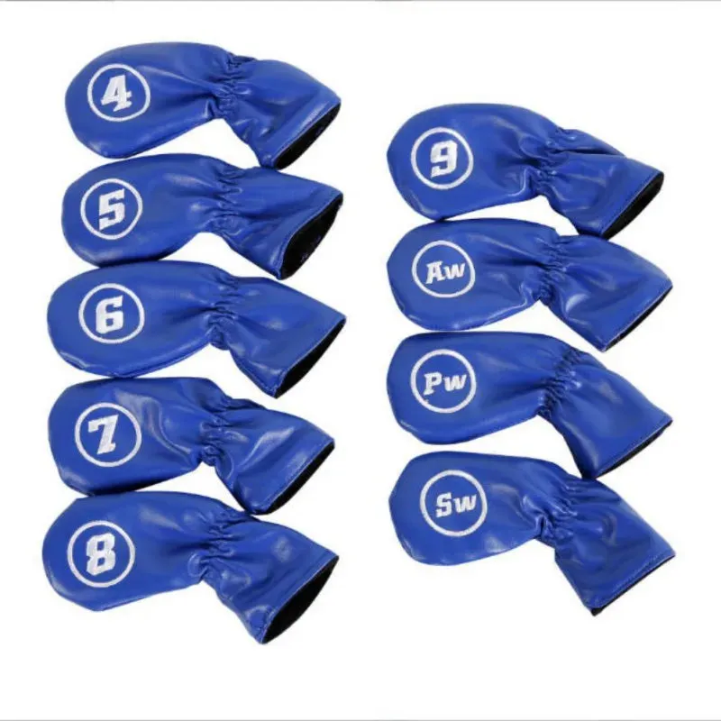 9pcs Golf Head Covers for Driver Fairway Wood Clubs, PU Leather Head Protectors