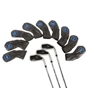 9pcs Golf Head Covers for Driver Fairway Wood Clubs, PU Leather Head Protectors