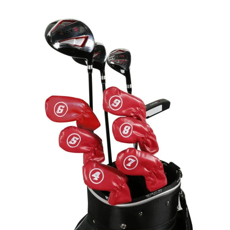 9pcs Golf Head Covers for Driver Fairway Wood Clubs, PU Leather Head Protectors