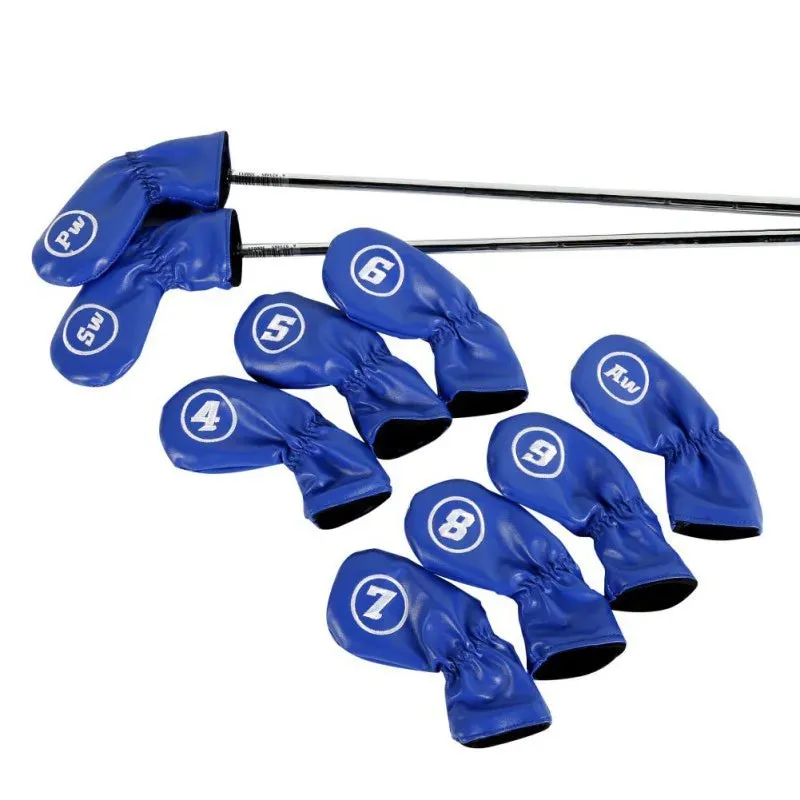 9pcs Golf Head Covers for Driver Fairway Wood Clubs, PU Leather Head Protectors