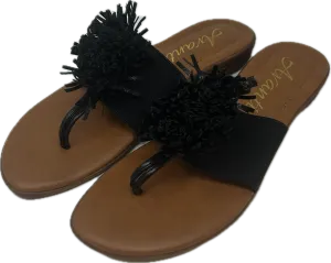 Black Flip Flop w/Tassels