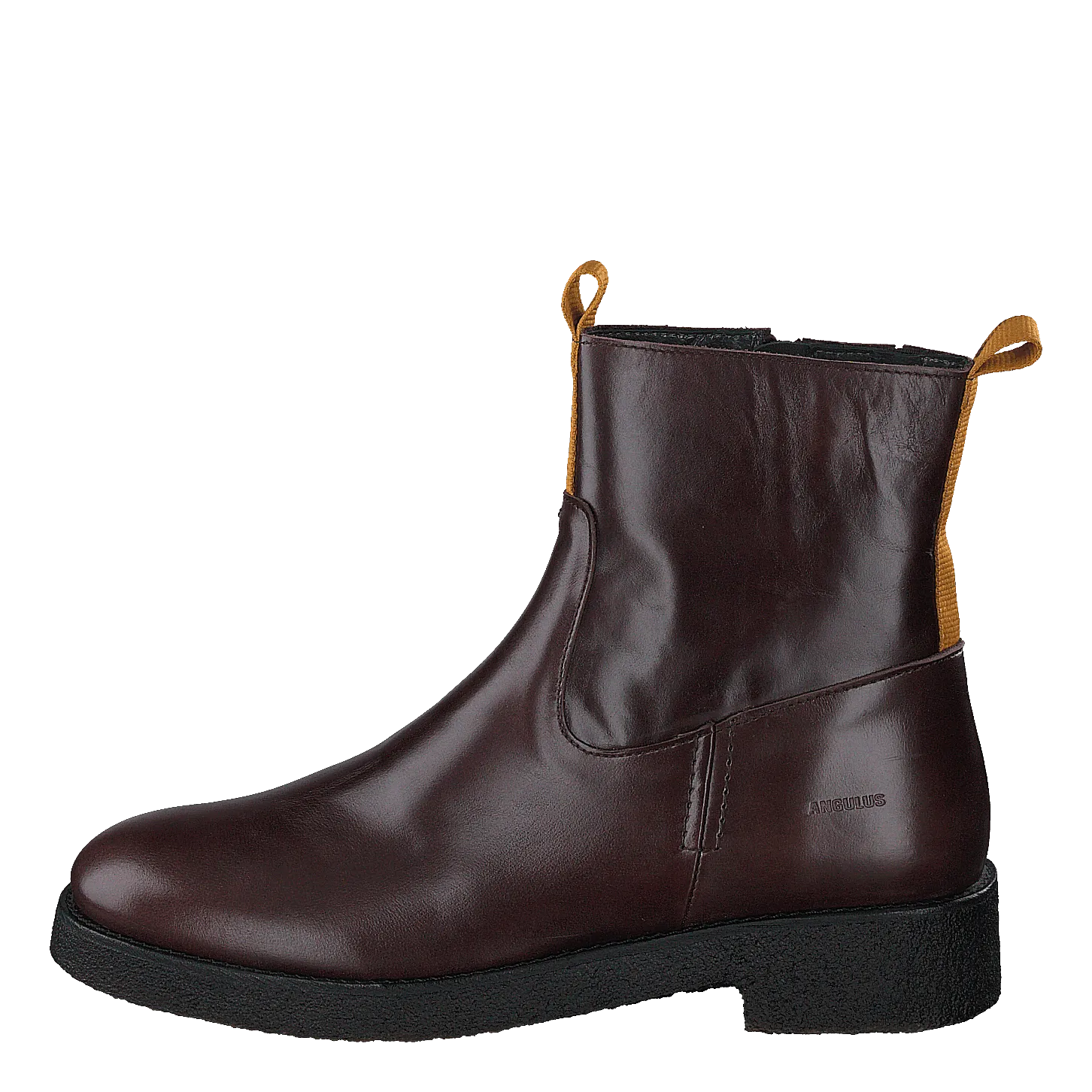 Boot With Zipper Dark Brown/mustard