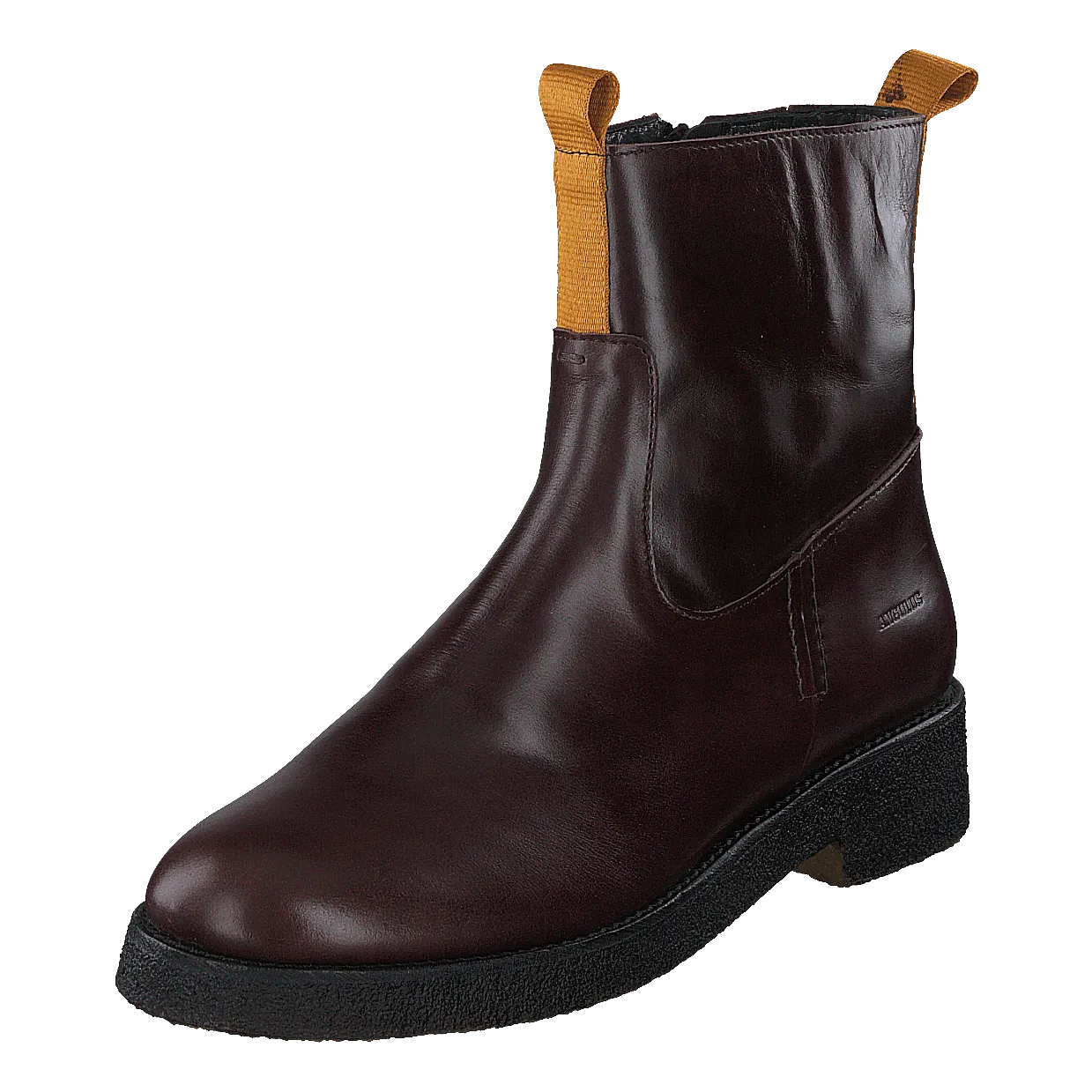 Boot With Zipper Dark Brown/mustard