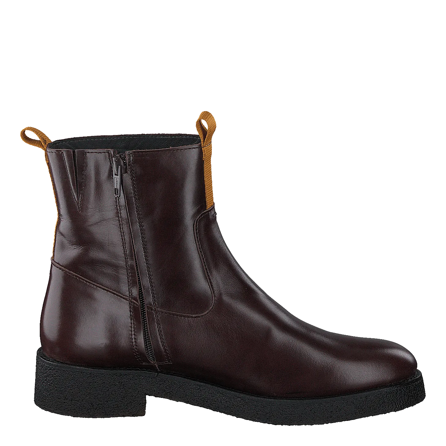Boot With Zipper Dark Brown/mustard