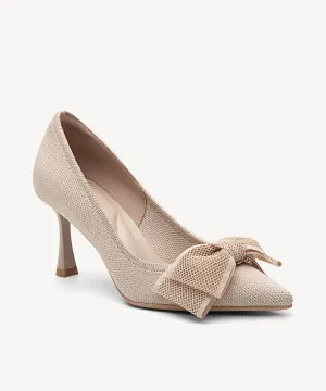 Bowtention Lace Pointed Toe Heeled Pumps