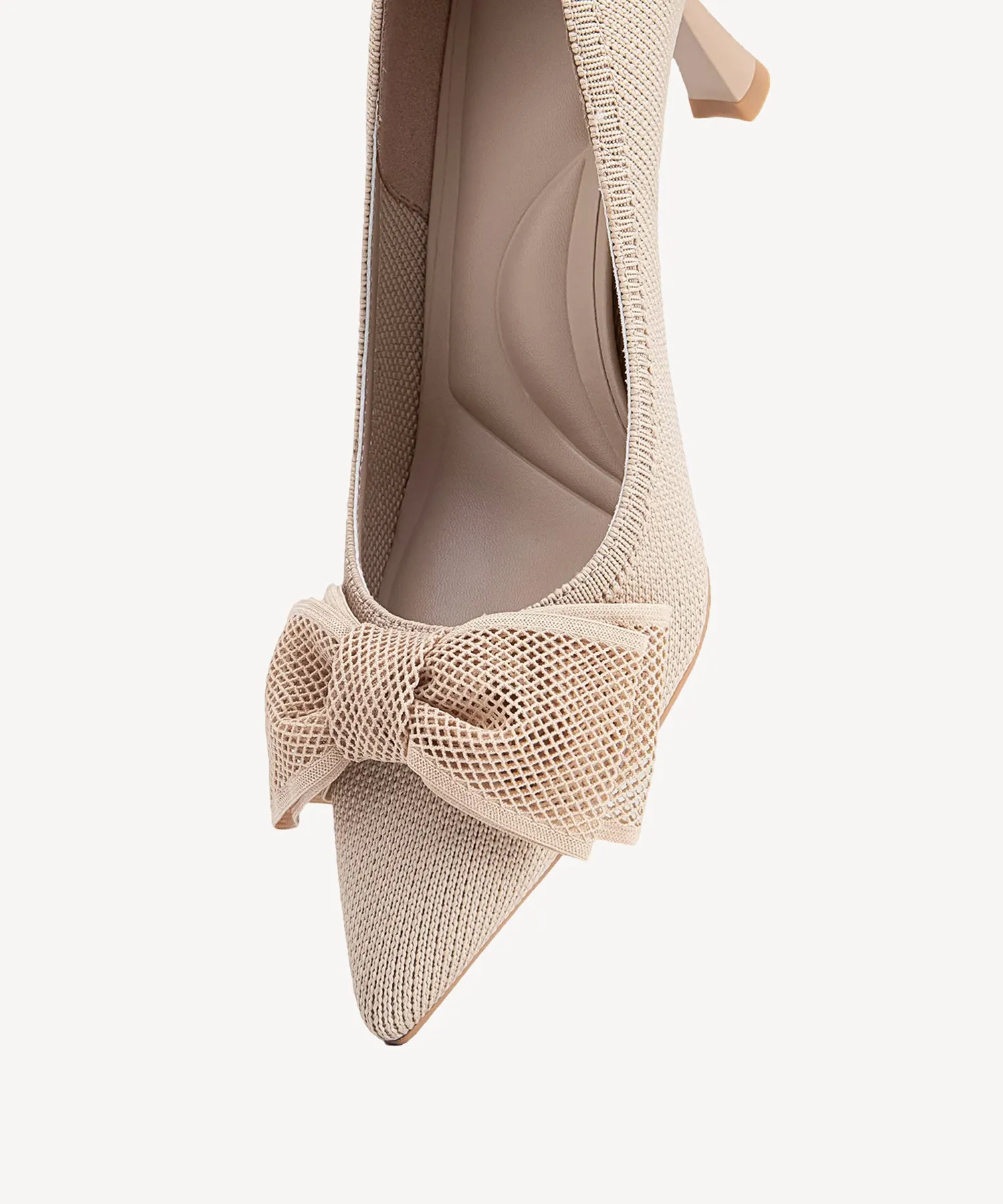 Bowtention Lace Pointed Toe Heeled Pumps