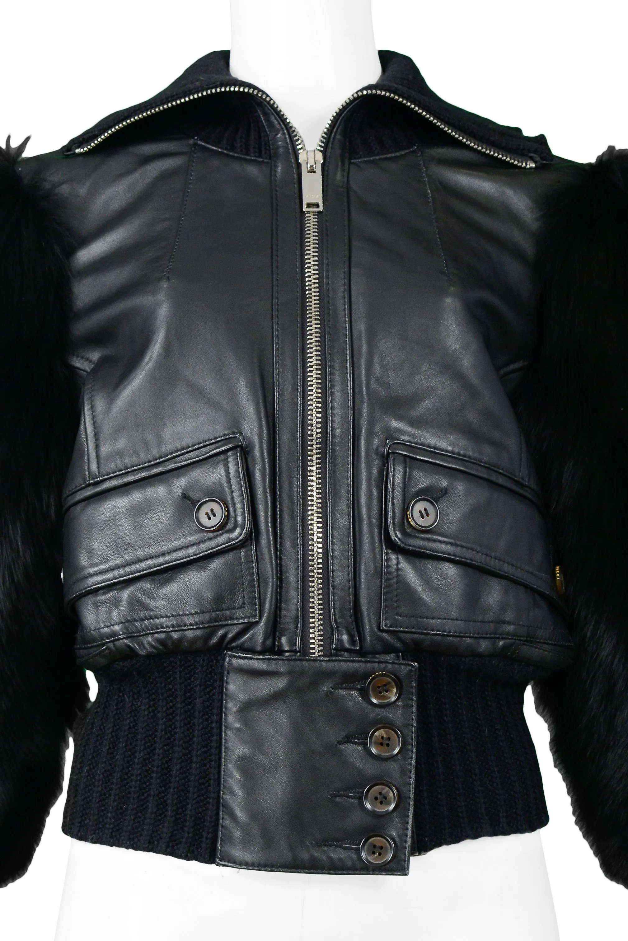 GUCCI BY TOM FORD LEATHER & FOX FUR JACKET 2003