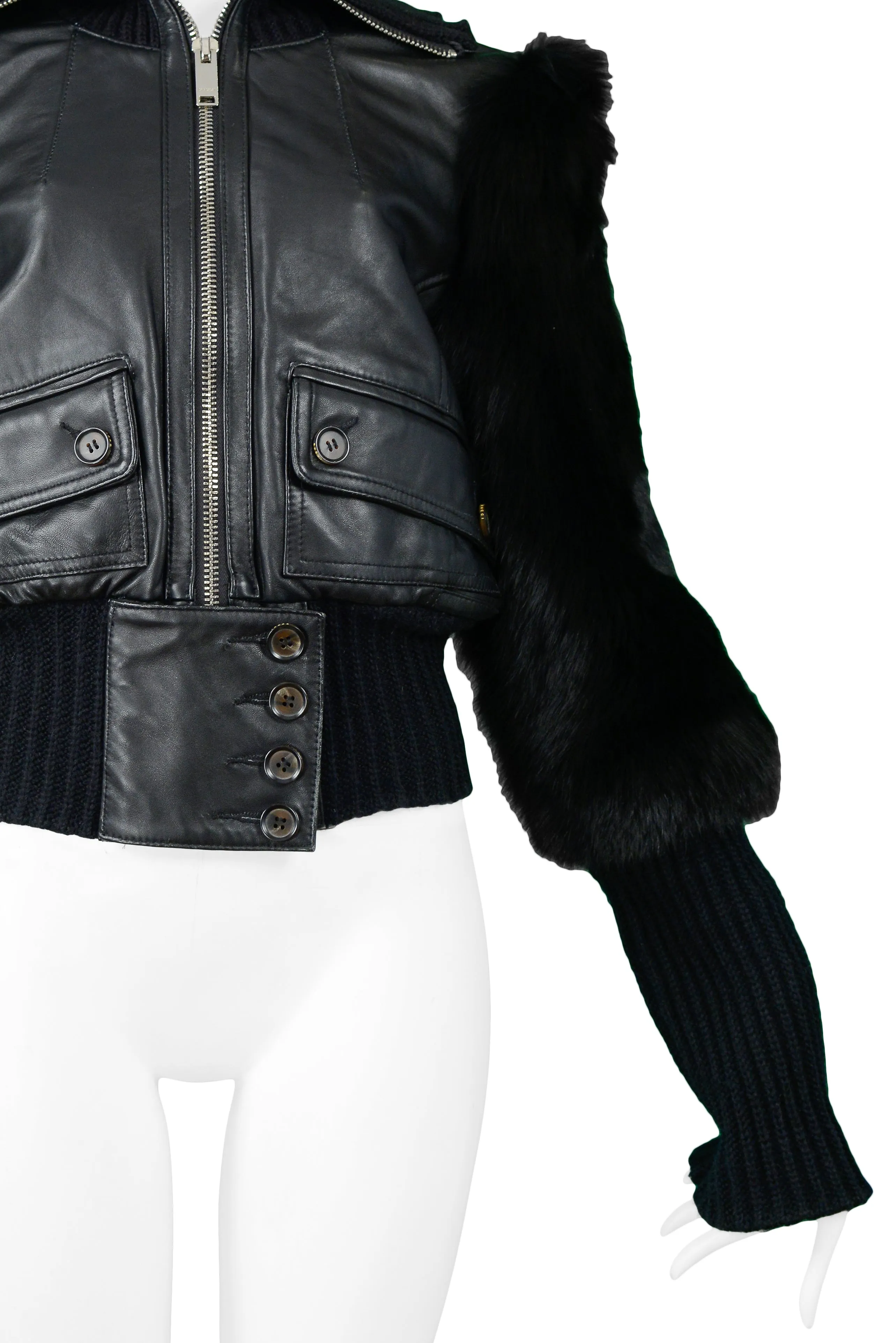 GUCCI BY TOM FORD LEATHER & FOX FUR JACKET 2003