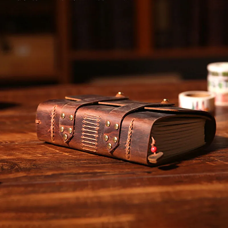 Hand-Sewn Vintage Leather Journal 480 Pages Travel Journal Notebook