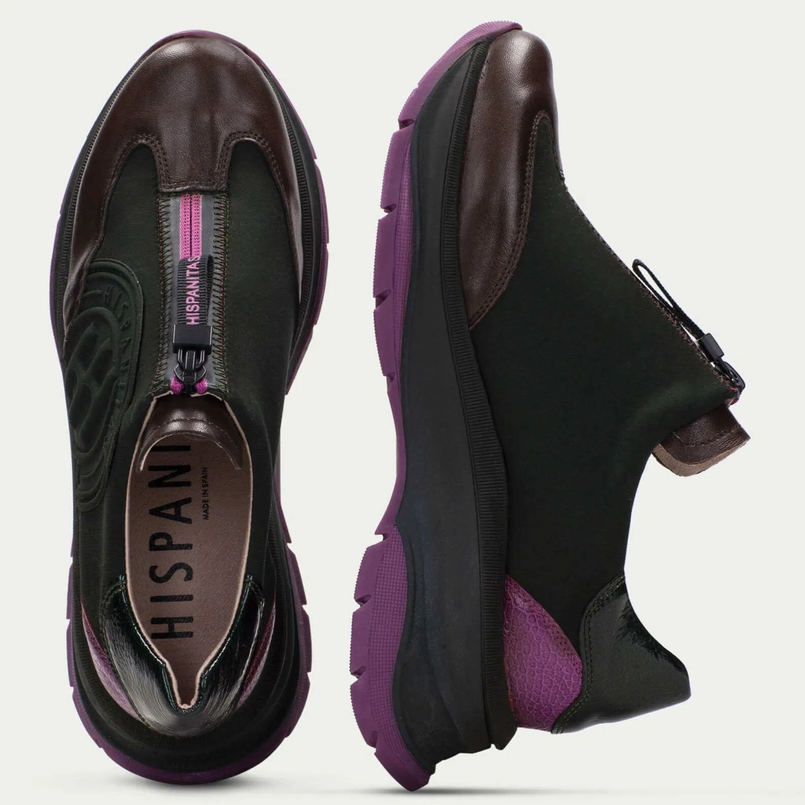 Hispanitas Green Classic Front Zip Sneakers