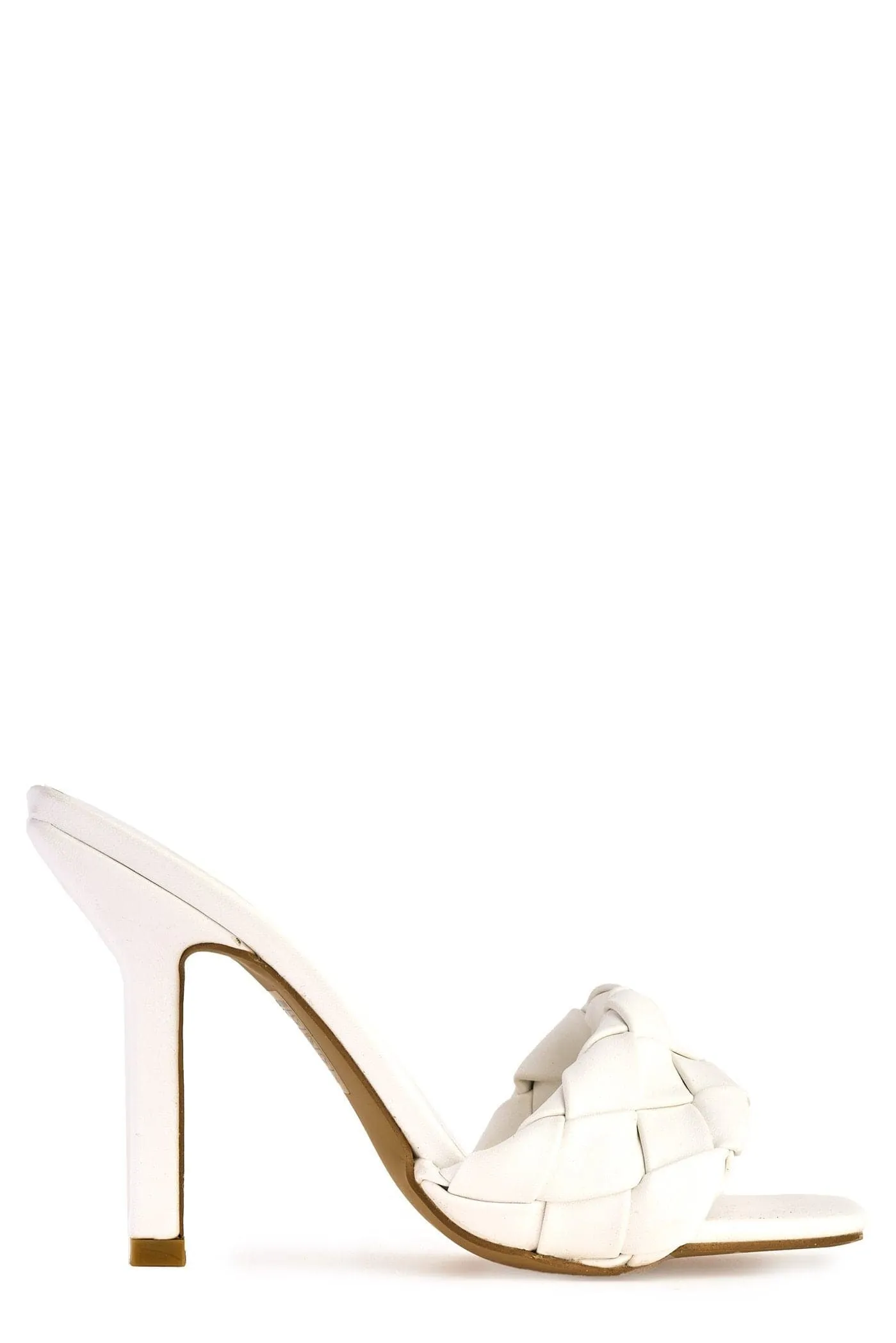 Lopez Plait Detail Band Mid Heel Mule in White
