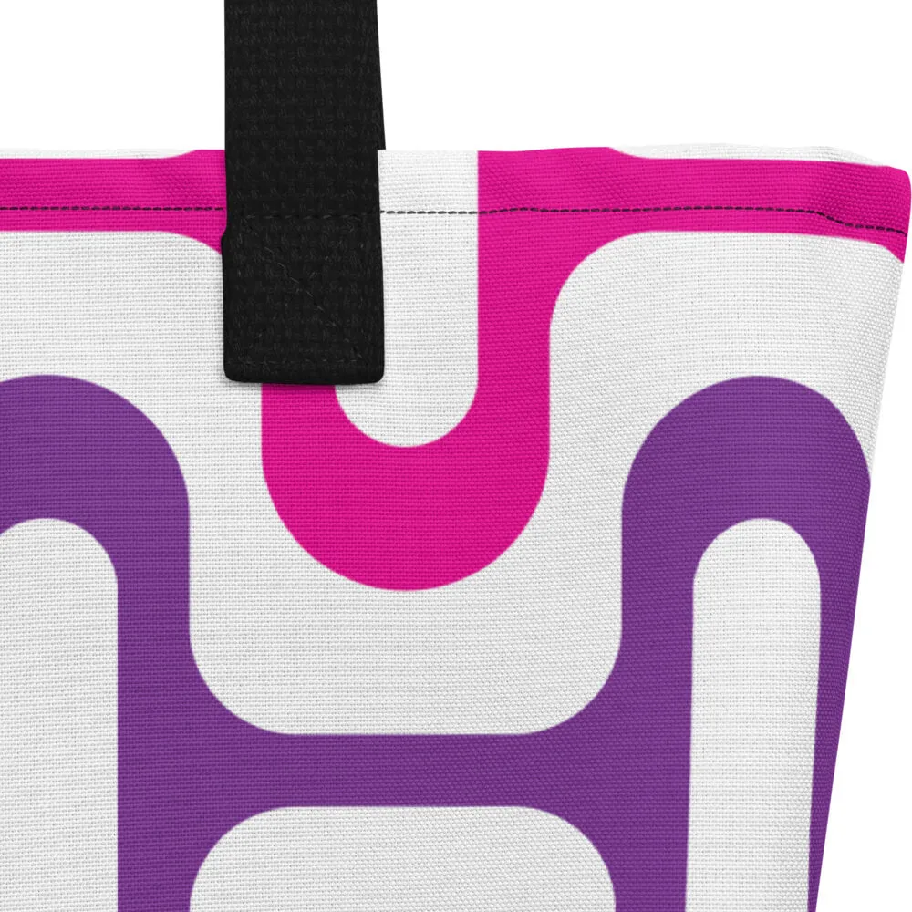Mid Century Modern Purple ZipperDee Beach Bag