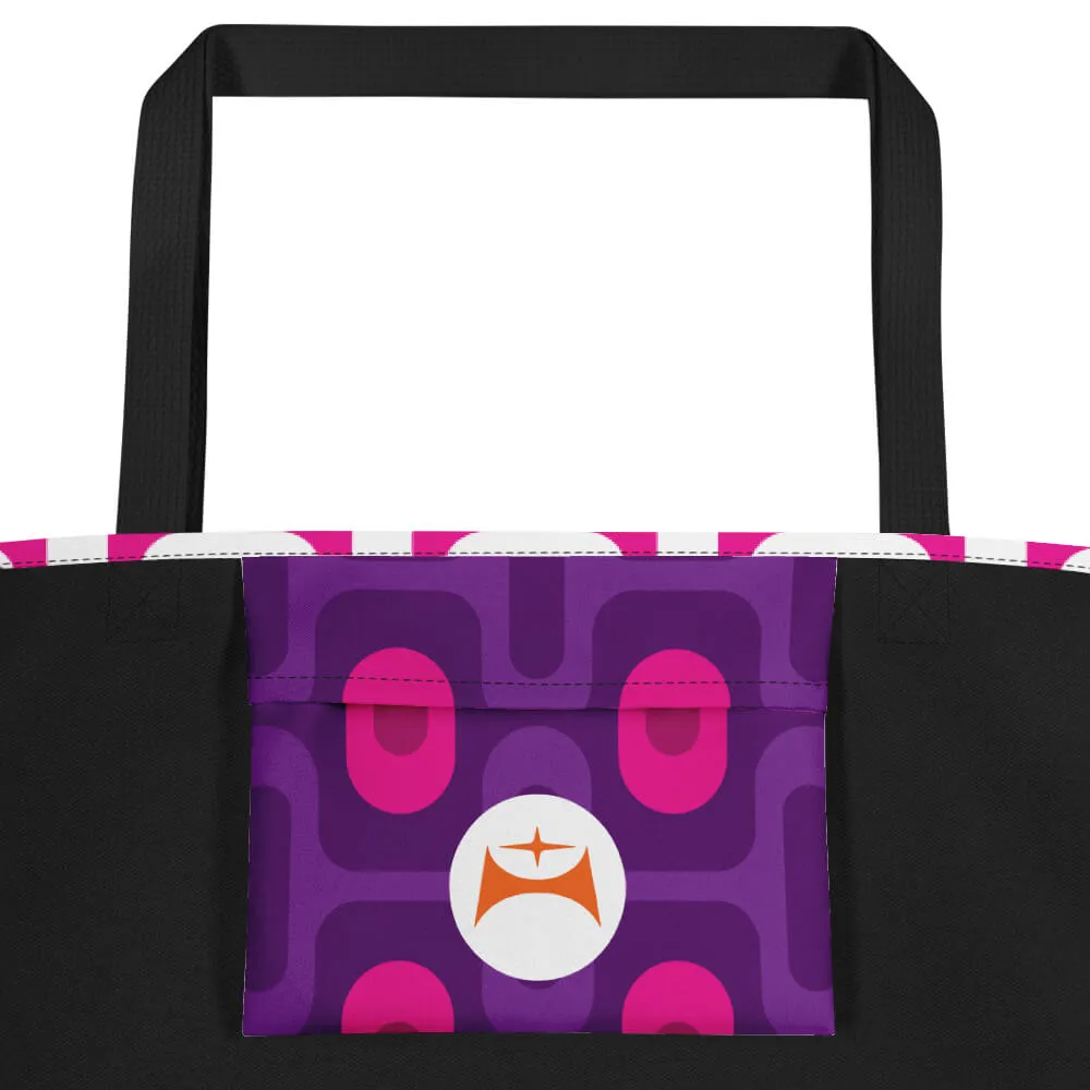 Mid Century Modern Purple ZipperDee Beach Bag