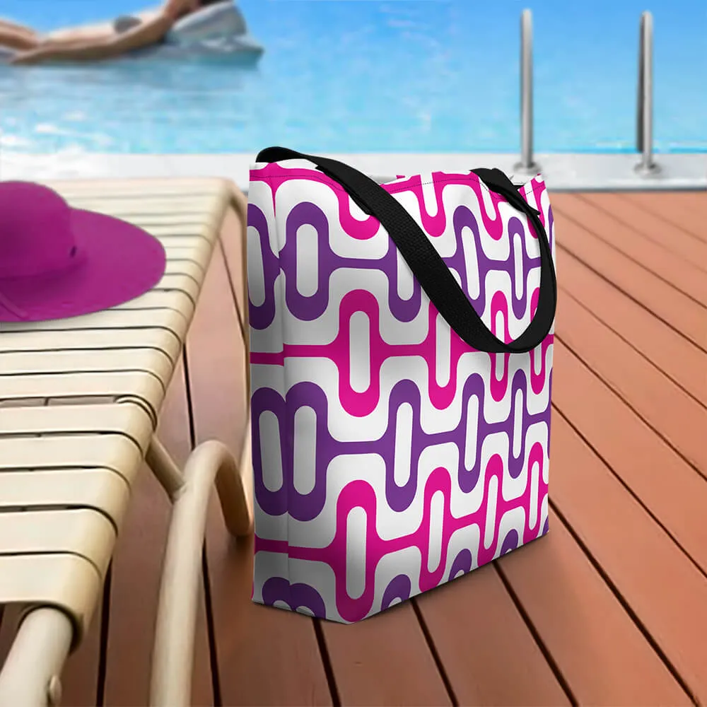 Mid Century Modern Purple ZipperDee Beach Bag