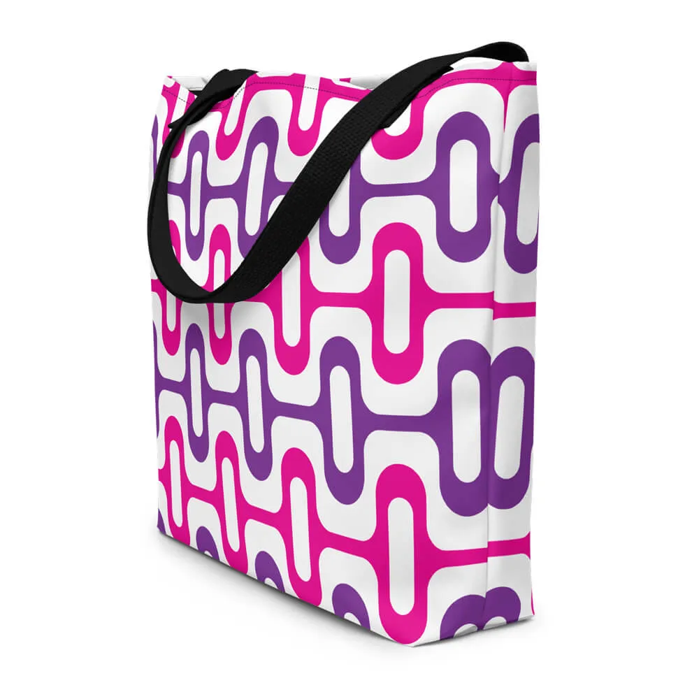 Mid Century Modern Purple ZipperDee Beach Bag