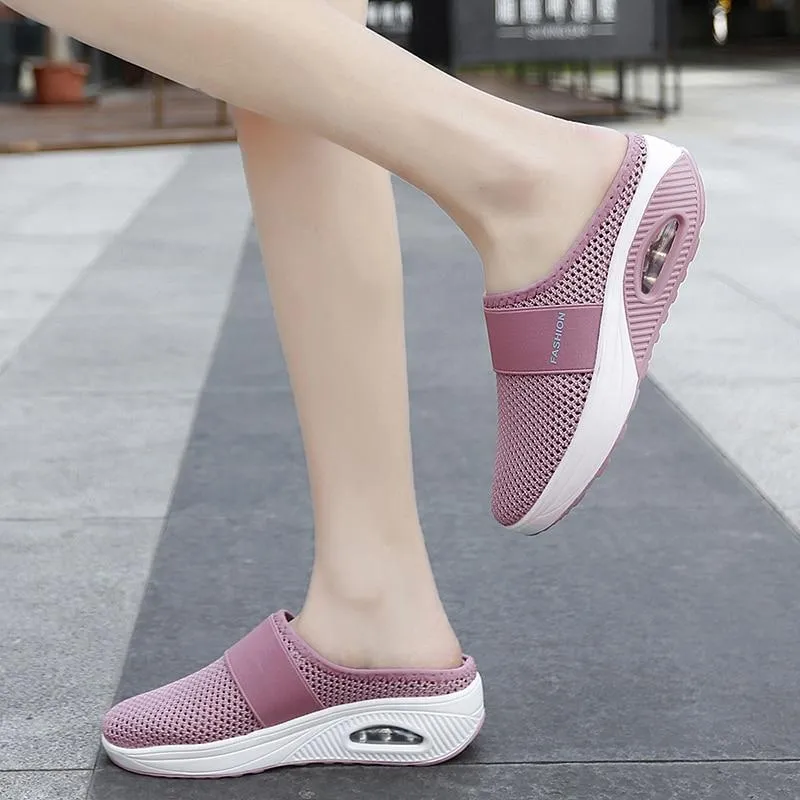 Platform Beach Slippers Women Breathable Mesh Flat Shoes  Flip Flops