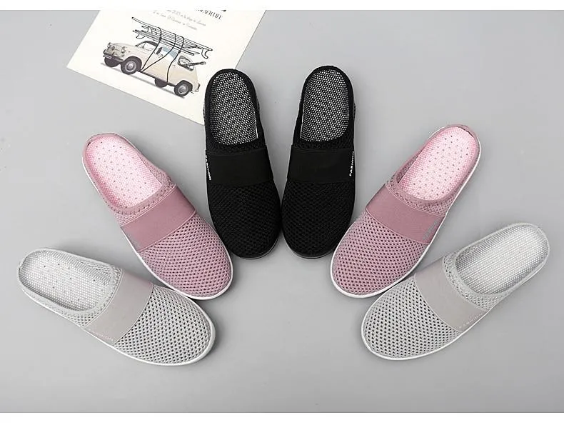 Platform Beach Slippers Women Breathable Mesh Flat Shoes  Flip Flops