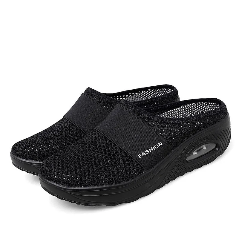 Platform Beach Slippers Women Breathable Mesh Flat Shoes  Flip Flops