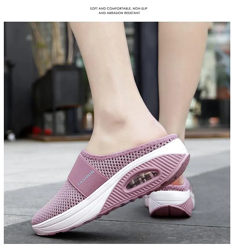 Platform Beach Slippers Women Breathable Mesh Flat Shoes  Flip Flops