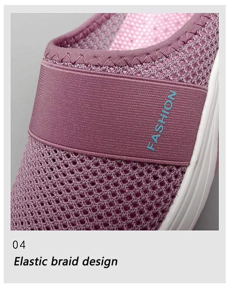 Platform Beach Slippers Women Breathable Mesh Flat Shoes  Flip Flops