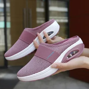 Platform Beach Slippers Women Breathable Mesh Flat Shoes  Flip Flops