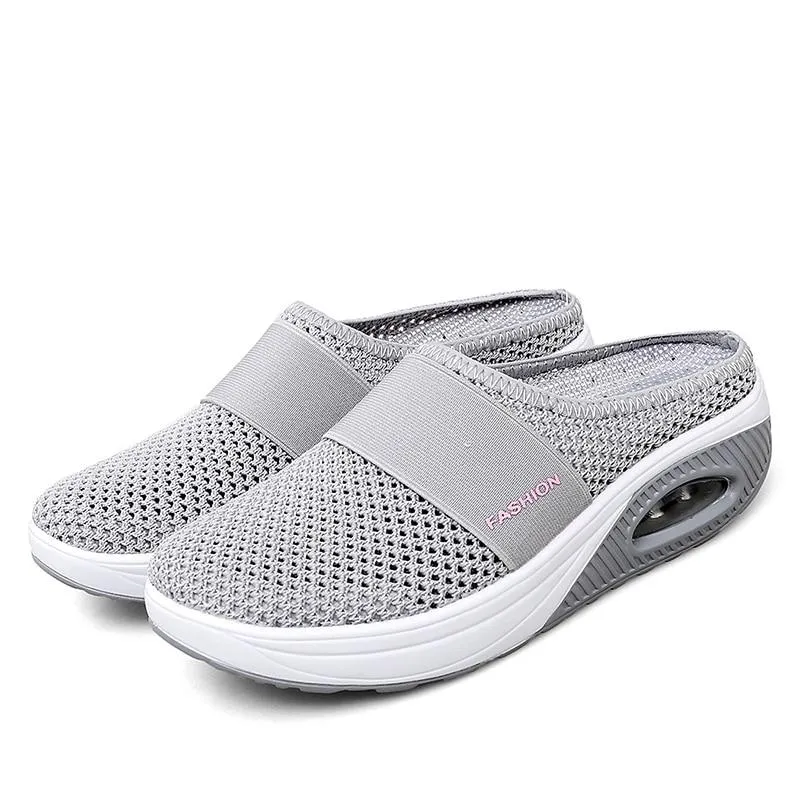 Platform Beach Slippers Women Breathable Mesh Flat Shoes  Flip Flops