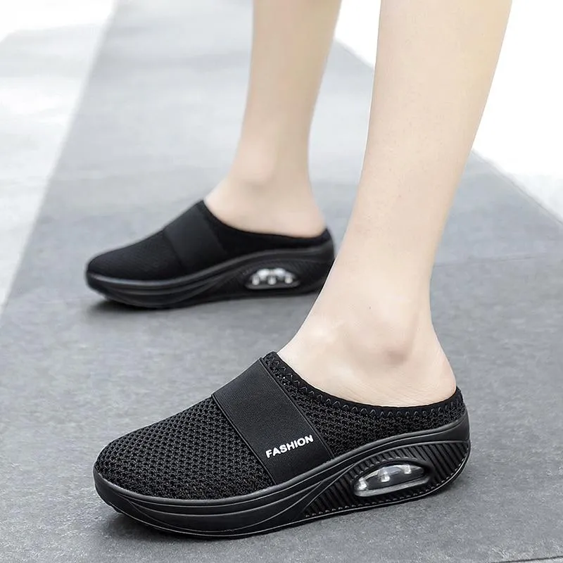 Platform Beach Slippers Women Breathable Mesh Flat Shoes  Flip Flops
