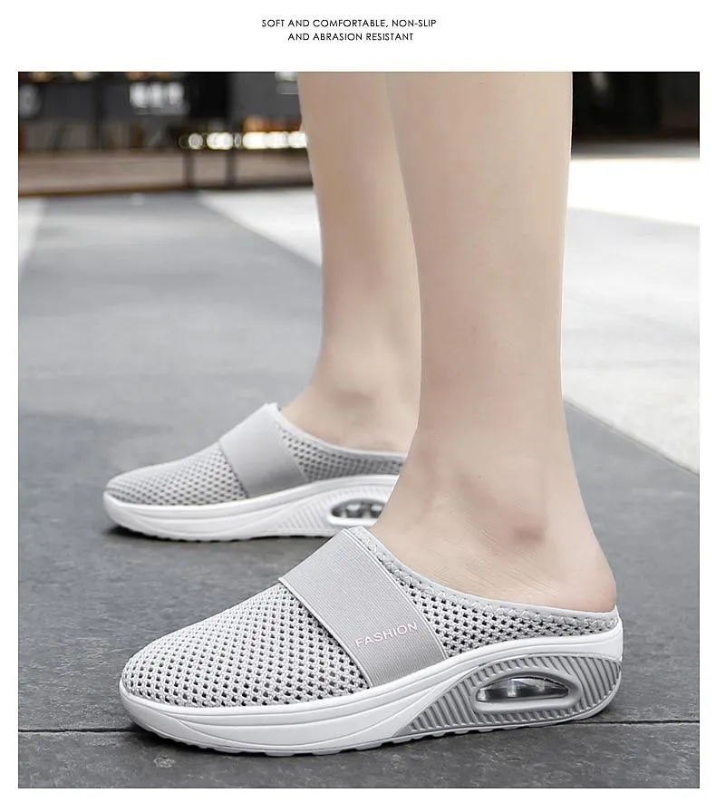 Platform Beach Slippers Women Breathable Mesh Flat Shoes  Flip Flops