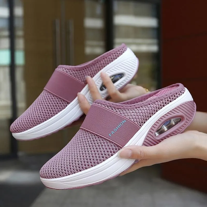 Platform Beach Slippers Women Breathable Mesh Flat Shoes  Flip Flops