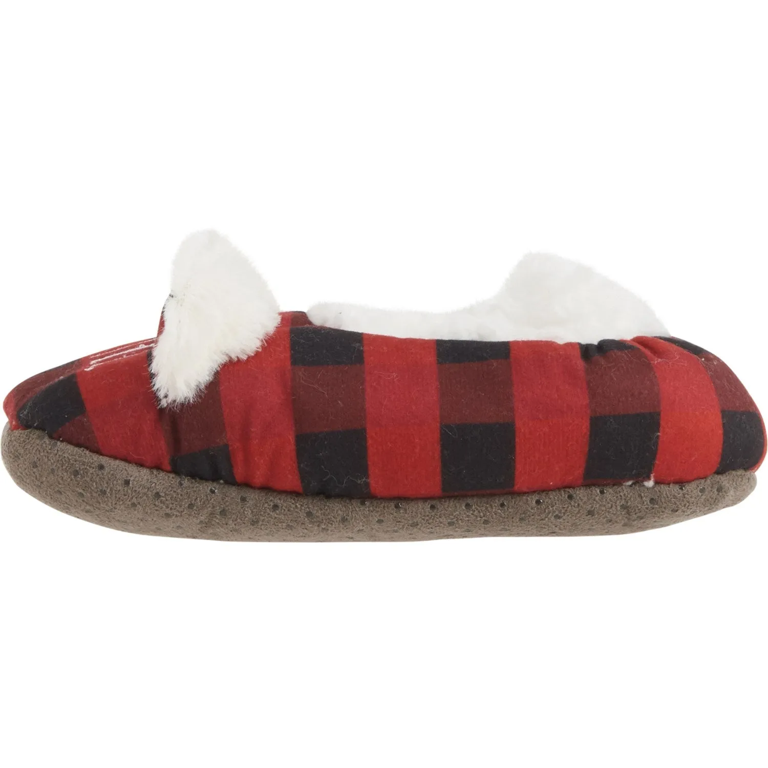 Rae Dunn Boys and Girls Little Bear Plush Faux Fur Lining Plaid Christmas Cozy Slippers