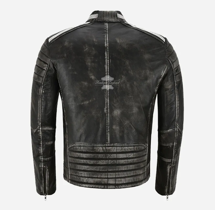 Retro Rider Mens Leather Biker Jacket Vintage Waxed Leather Jacket
