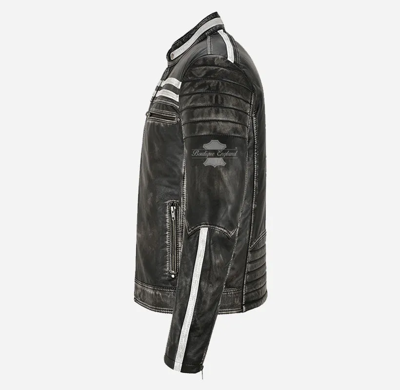 Retro Rider Mens Leather Biker Jacket Vintage Waxed Leather Jacket