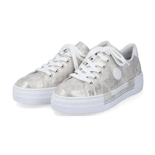 Rieker Ladies Platform Trainers - N49W1-90 - Beige/Gold
