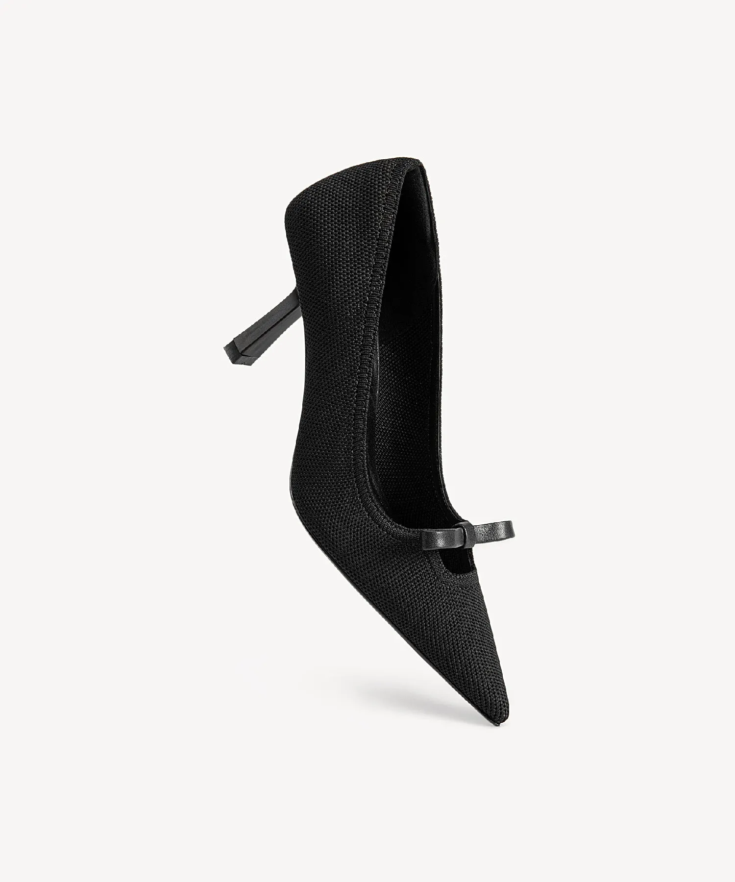 Slip On Bow Pointed Toe Heeled Pumps Red