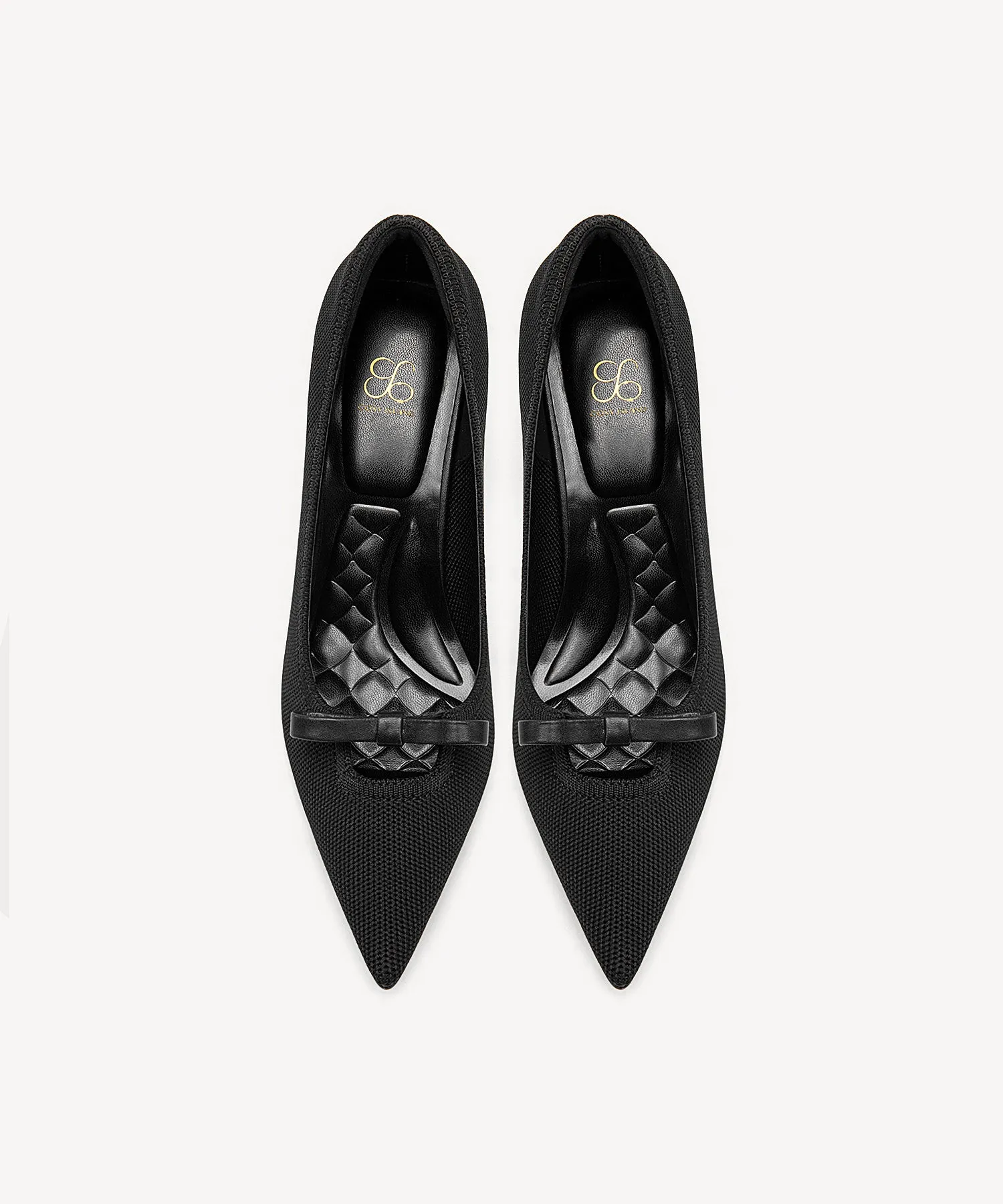 Slip On Bow Pointed Toe Heeled Pumps Red