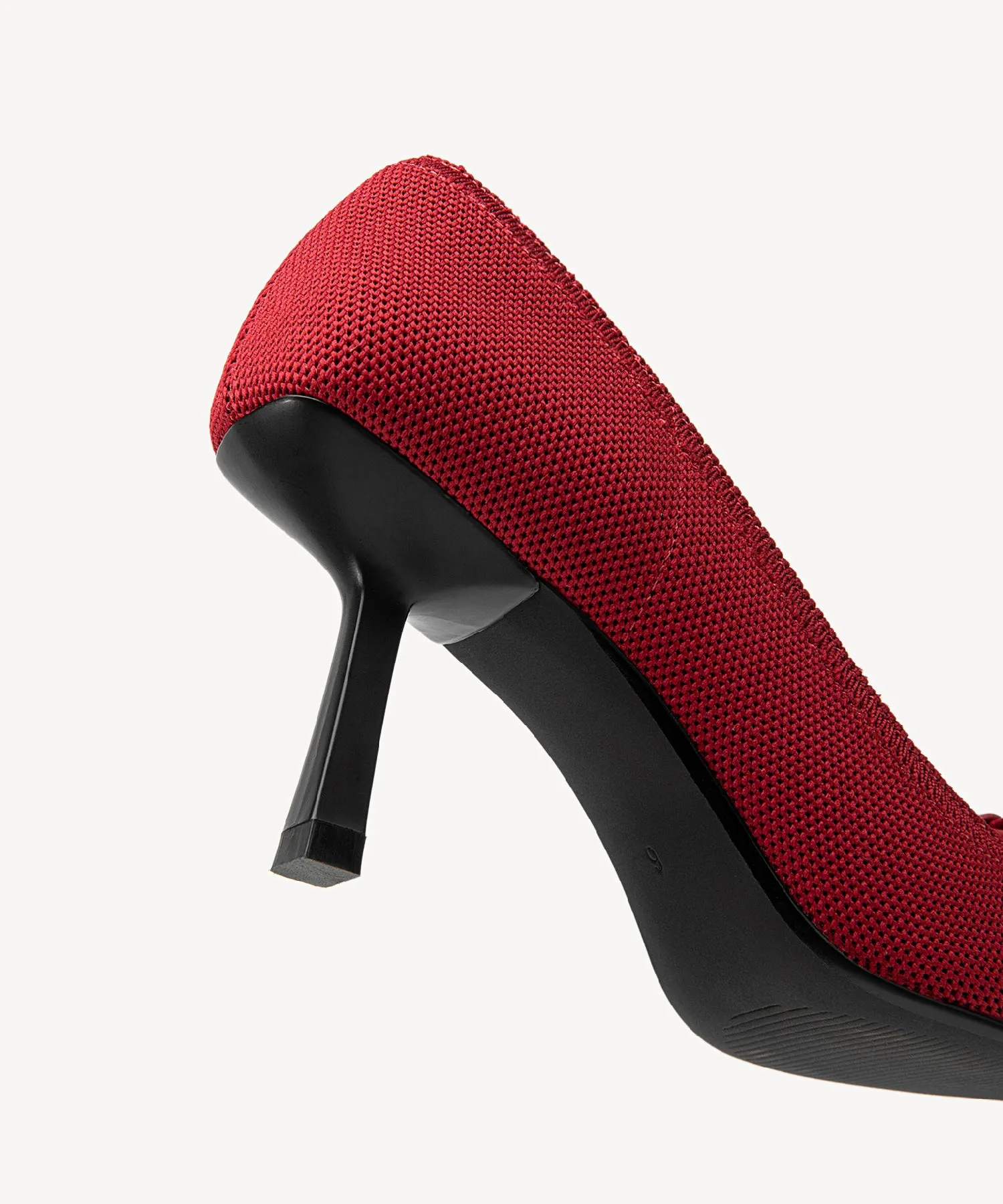 Slip On Bow Pointed Toe Heeled Pumps Red