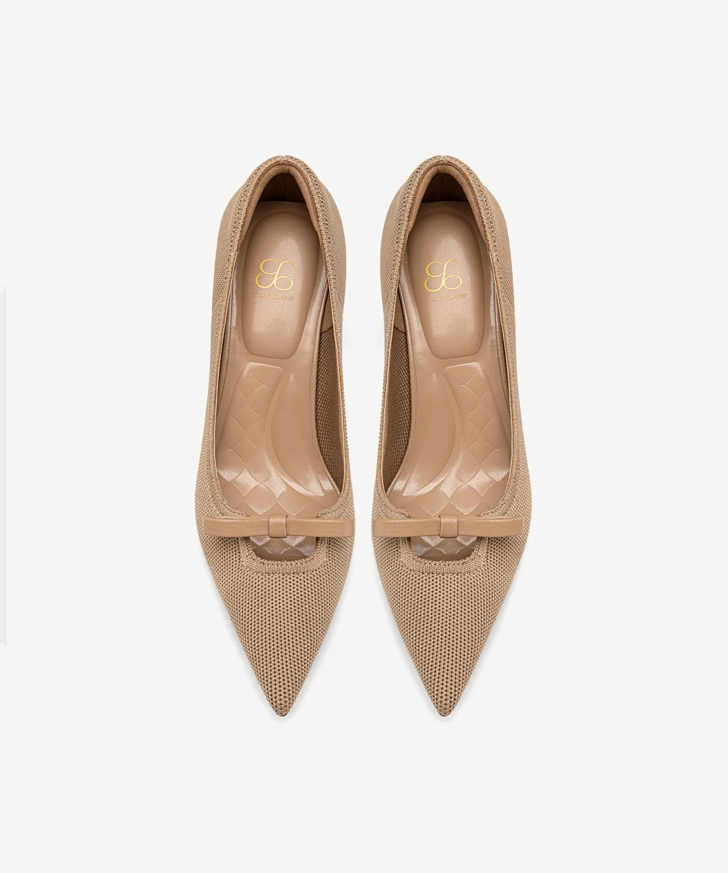 Slip On Bow Pointed Toe Heeled Pumps Red