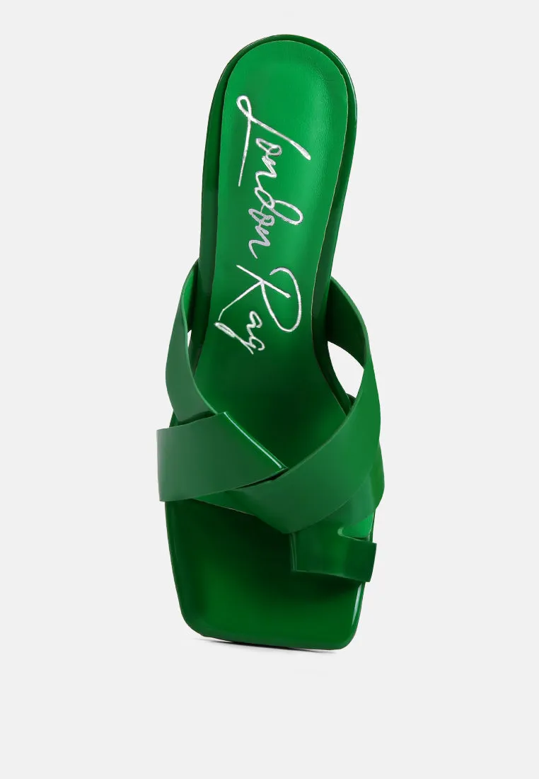 snatched intertwined toe ring heeled sandals