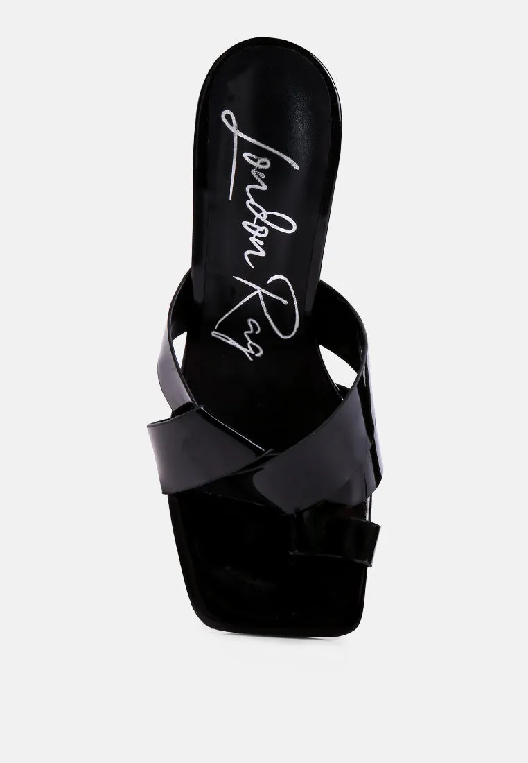 snatched intertwined toe ring heeled sandals