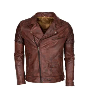Upper Pocket Brown Leather Jacket Men's
