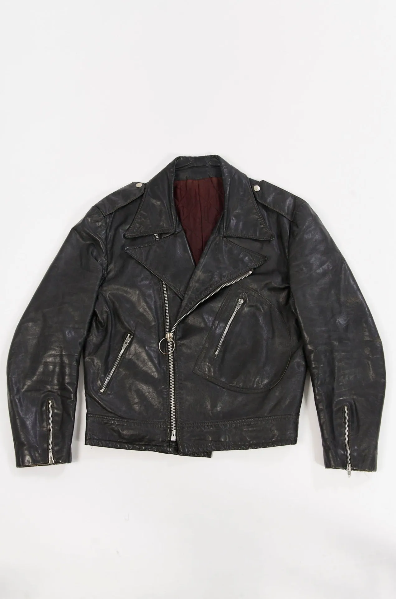 Vintage 1970's Moto Leather Jacket D Pocket (Men's Medium/Large)