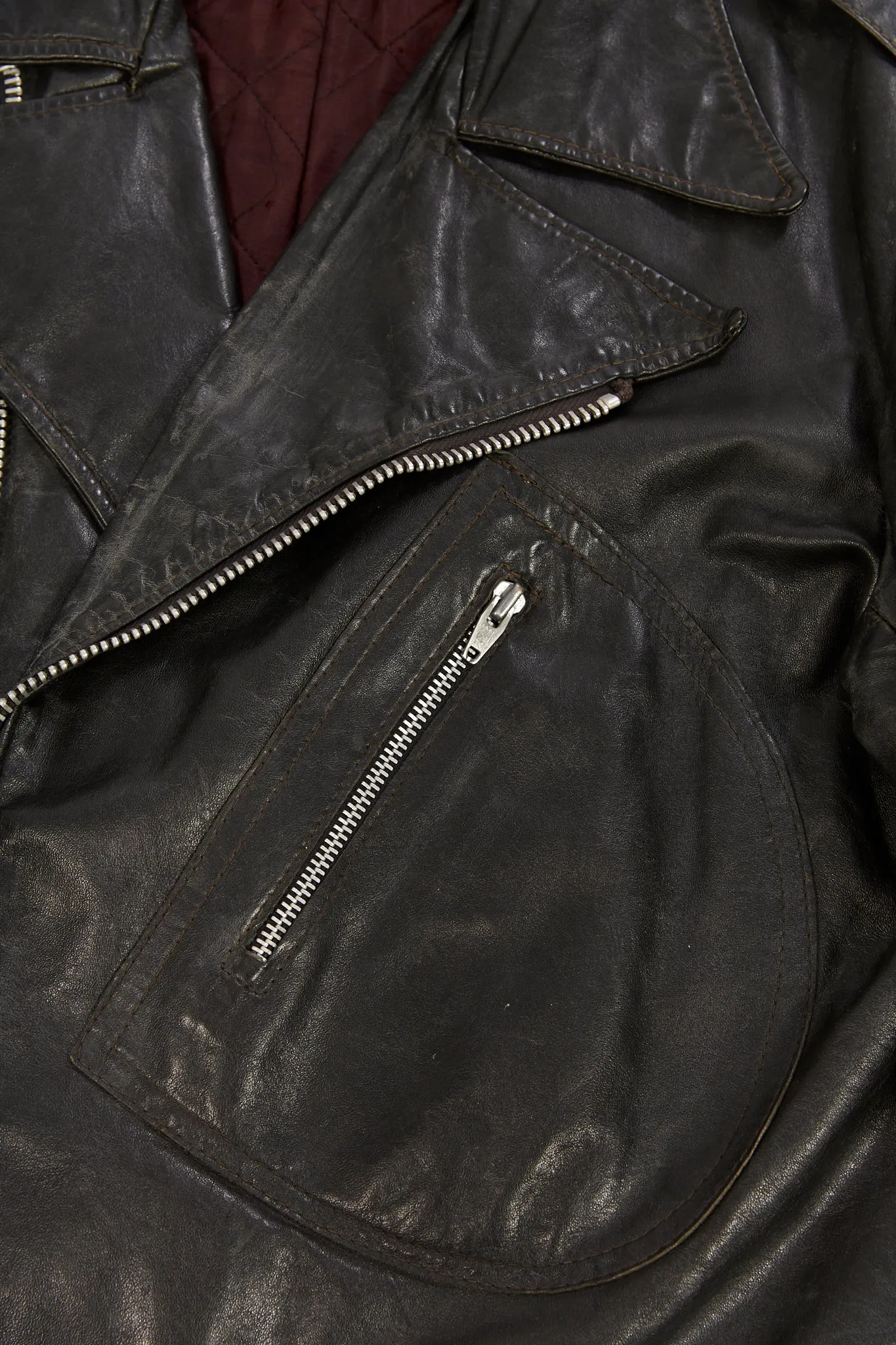 Vintage 1970's Moto Leather Jacket D Pocket (Men's Medium/Large)
