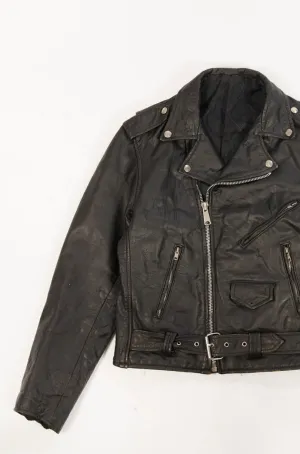 Vintage Classic Black Moto Leather Jacket (fits like a Men's extra small/small)