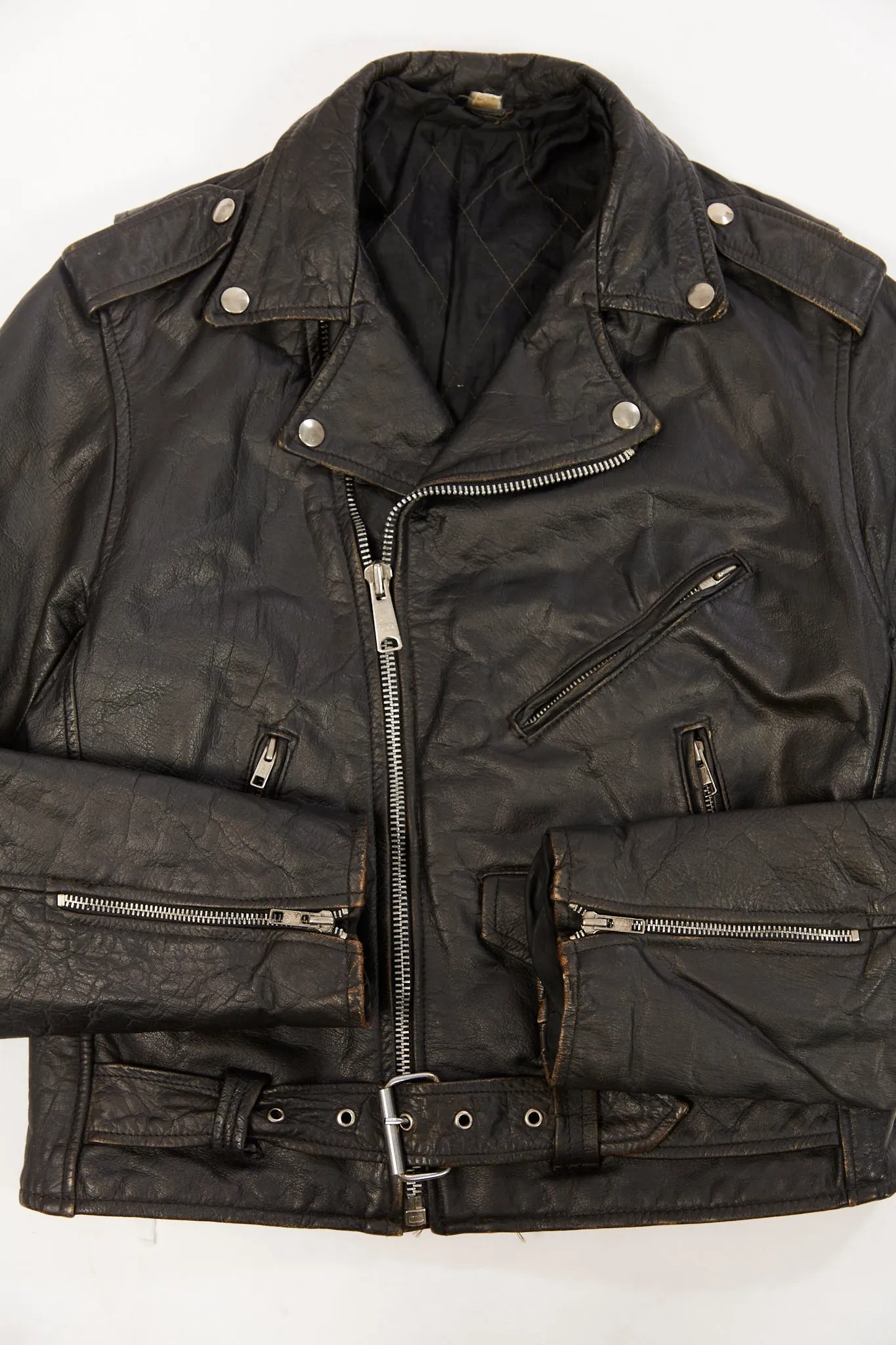 Vintage Classic Black Moto Leather Jacket (fits like a Men's extra small/small)