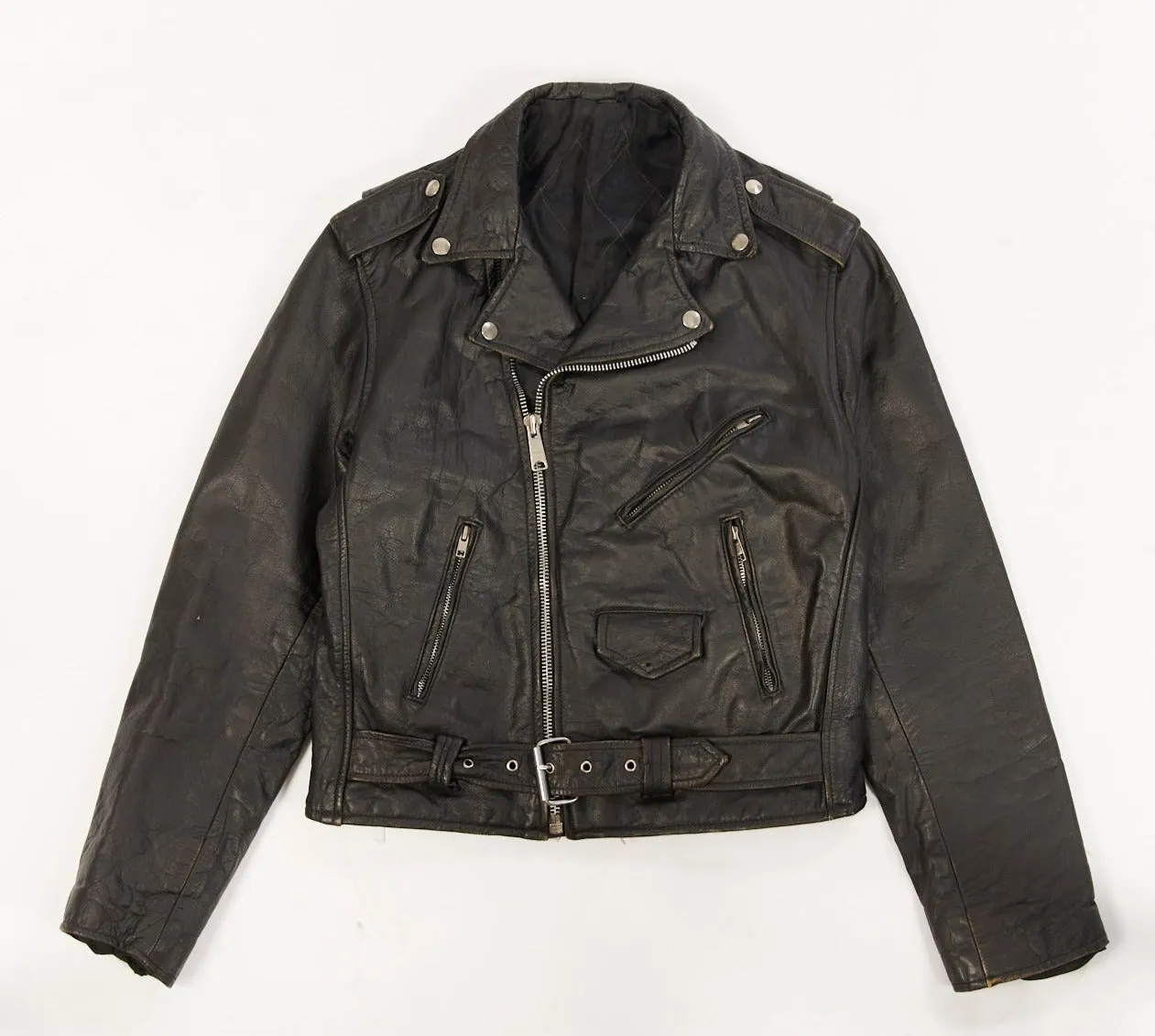 Vintage Classic Black Moto Leather Jacket (fits like a Men's extra small/small)