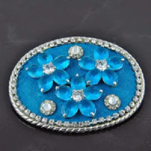 Vintage Stock Belt Buckles, silver and crystal, Oval