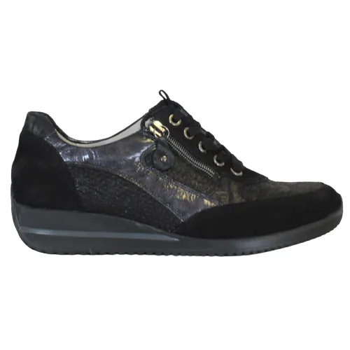 Waldlaufer  Wide Fit Trainers -980008-Black